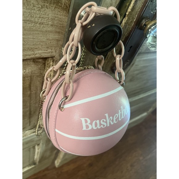 Pink Cute Basketball Shaped Cross BodyBag  carry bag  and removable chain - Picture 2 of 6